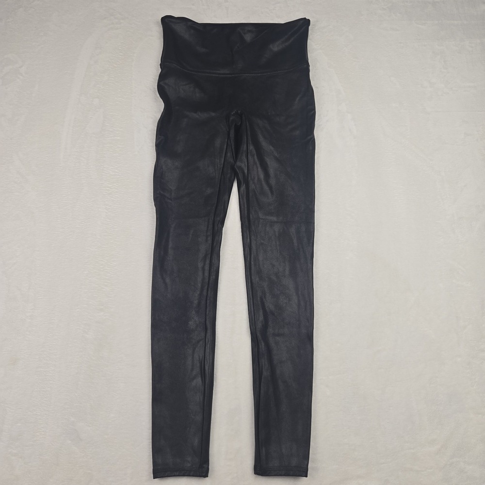 Spanx Black Leggings‎ Women Medium Faux Leather Pattern Ankle